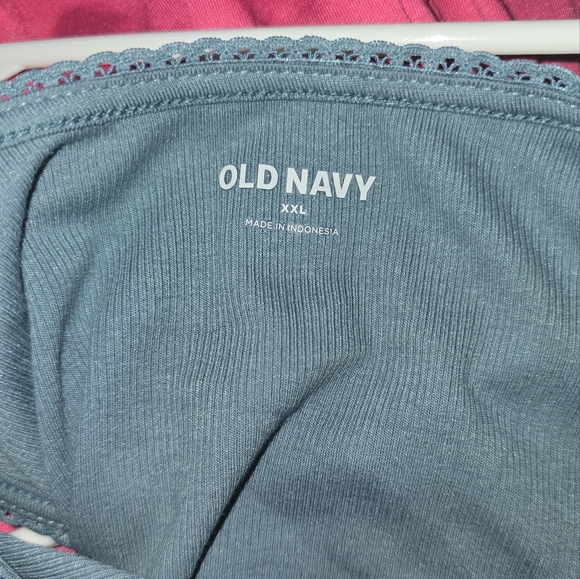 Old Navy: Cinched Rib-Knit Crop Tank Top w/Lace Trim, PENSIVE BLUE, XXL, BNWT - Picture 7 of 14
